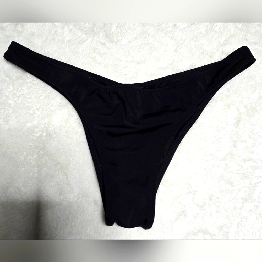 Victoria's Secret Bikini Size Medium M Swim VS Bottoms Black Brazilian Cheeky